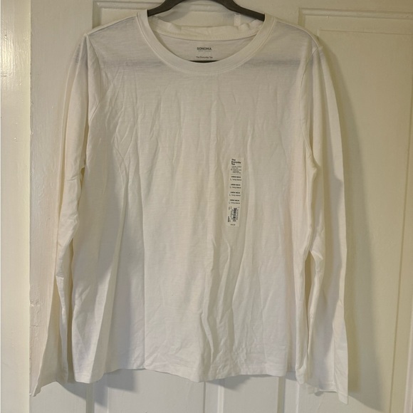 NWT: Sonoma Crewneck Long Sleeve White Layering Tee• Large - Picture 1 of 5